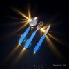 Steak knife, fork, barbecue tools, cake tableware set of 3 pieces, stainless steel knife, fork and spoon details Picture
